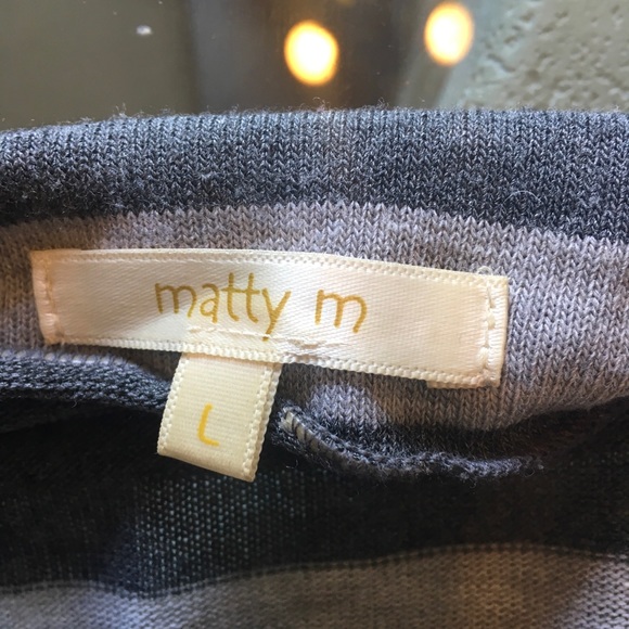 MATTY M Gray Striped Waterfall Cardigan Sz L - Picture 7 of 8